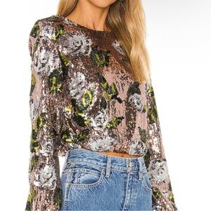 House of Harlow 1960 “Lia” Sequin Floral Blouse